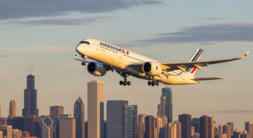 air france a350 chicago flight return