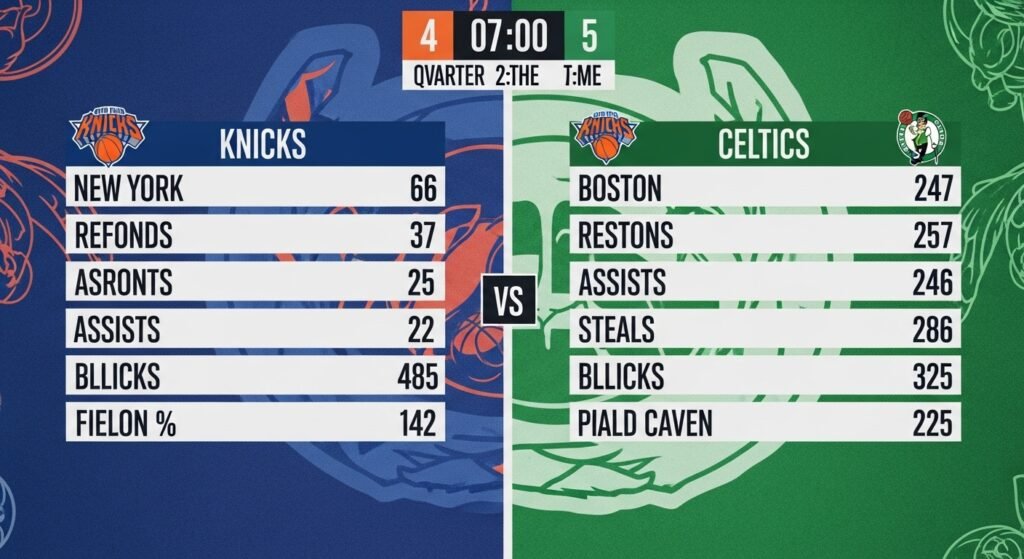knicks vs boston celtics match player stats