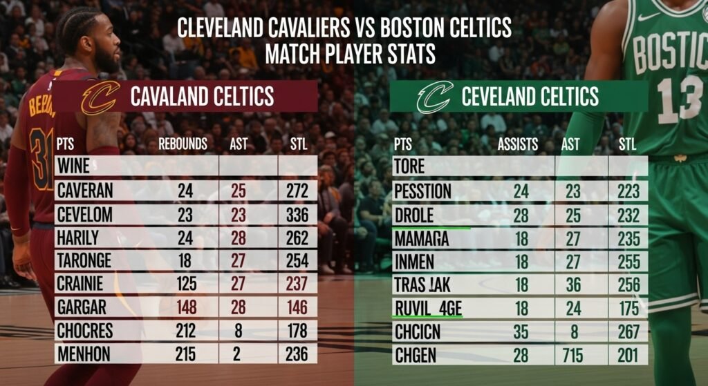 cleveland cavaliers vs boston celtics match player stats