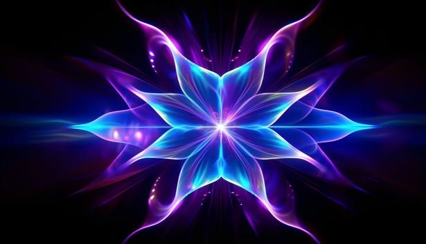 A vibrant purple and blue star radiating a soft, glowing light against a dark background.