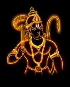 Lord Hanuman, with a stick in hand, represents strength and spirituality, exuding a sense of calm and divine presence