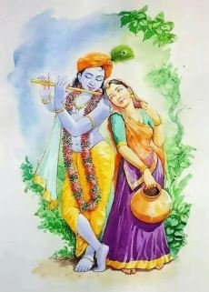 A visual representation of Radha and a celebrated Hindu deity, highlighting their importance in the Hindu faith