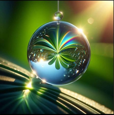 A clear glass ball featuring a fresh green leaf, showcasing a harmonious blend of nature and artistry.