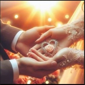 Wedding rings held by the bride and groom, symbolizing their love and commitment to each other on their special day.