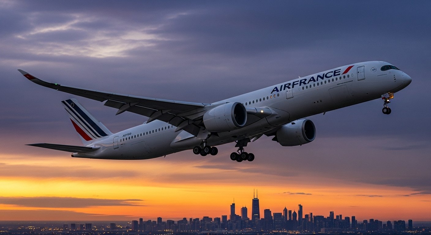 air france a350 chicago flight return