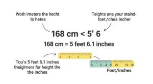 168 cm in feet